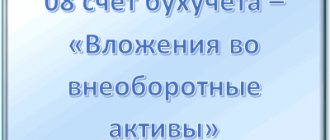 '08 счет бухгалтерского учета - "Вложения во внеоборотные активы"' width="400