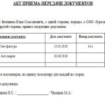 акт приема-передачи документов образец