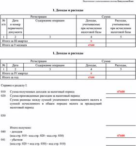 КУДИР заполненный образец
