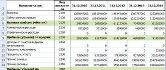 Calculation of net profit of an enterprise Excel from the balance sheet